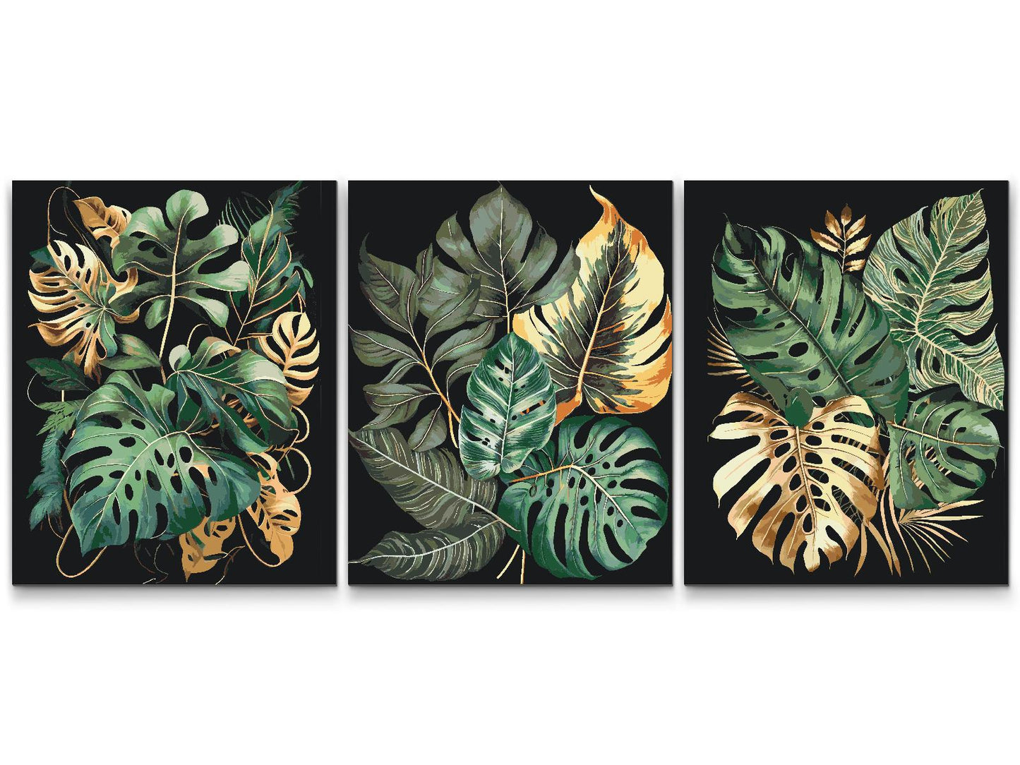 Paint by Numbers - Tropisk bjergbestigning Monstera (sæt af 3)