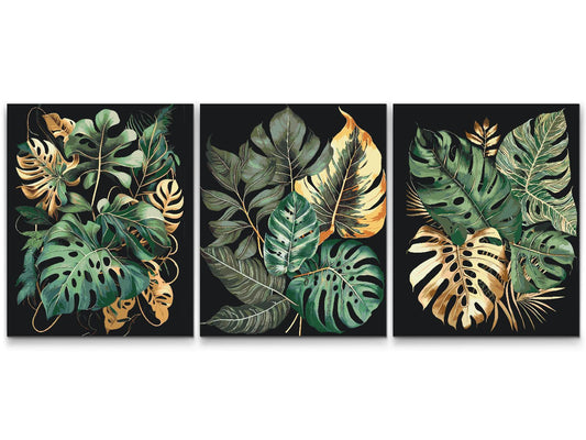 Paint by Numbers - Tropisk bjergbestigning Monstera (sæt af 3)
