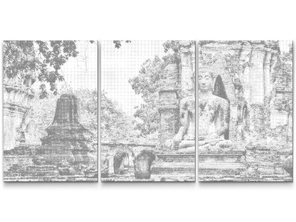 Mal-med-prikker -  Ayutthaya (sæt af 3)