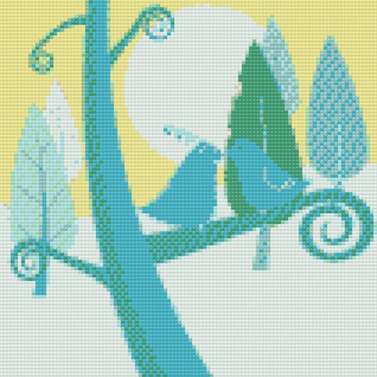 Diamond Painting - Grønne fugle