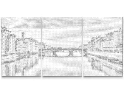 Mal-med-prikker -  Floden Arno i Firenze (sæt af 3)