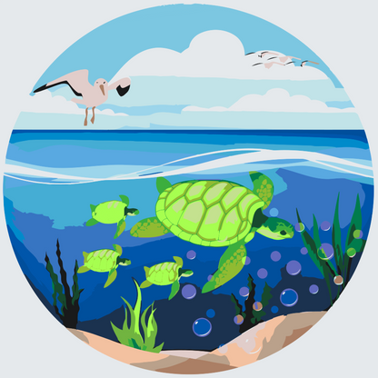 Paint by Numbers - Skildpadder i havet