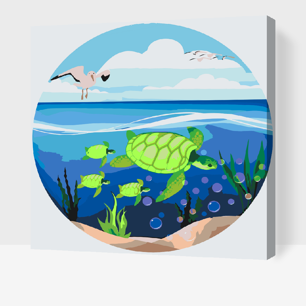Paint by Numbers - Skildpadder i havet
