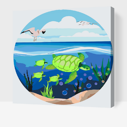 Paint by Numbers - Skildpadder i havet