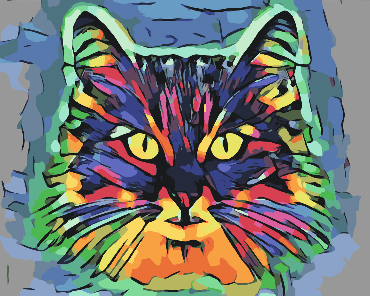 Paint by Numbers - Farverig Kat 2