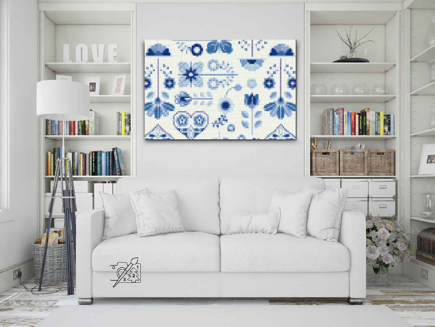 Diamond Painting - Blåt mosaikmønster