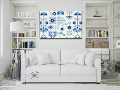 Diamond Painting - Blåt mosaikmønster