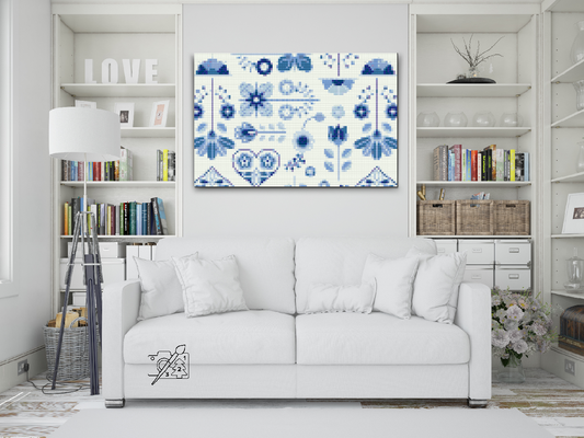 Diamond Painting - Blåt mosaikmønster