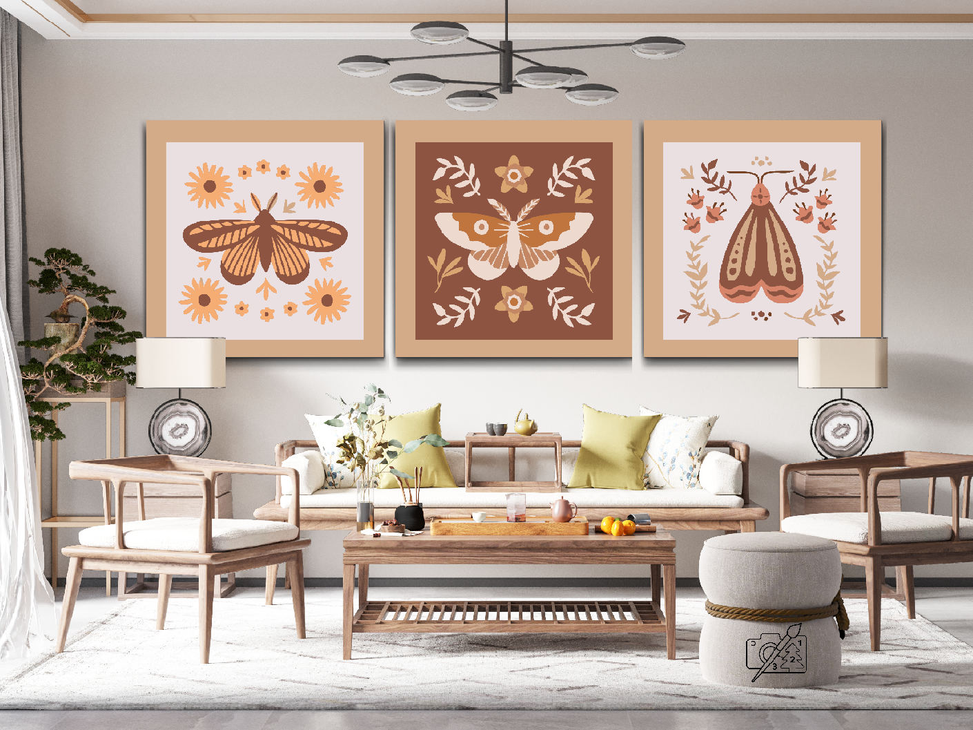 Paint by Numbers - Boho-sommerfugl (sæt af 3)