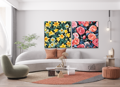 Paint by Numbers - Blomsterbaggrund (sæt af 2)