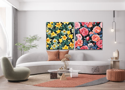 Paint by Numbers - Blomsterbaggrund (sæt af 2)