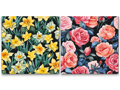 Paint by Numbers - Blomsterbaggrund (sæt af 2)