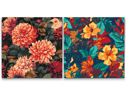 Paint by Numbers - Blomsterbaggrund 2 (sæt af 2)