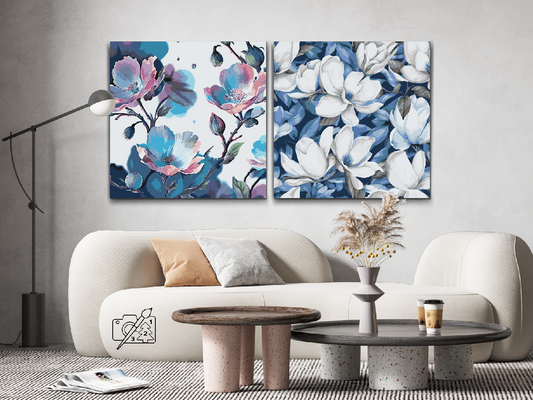 Paint by Numbers - Blomsterbaggrund 3 (sæt af 2)