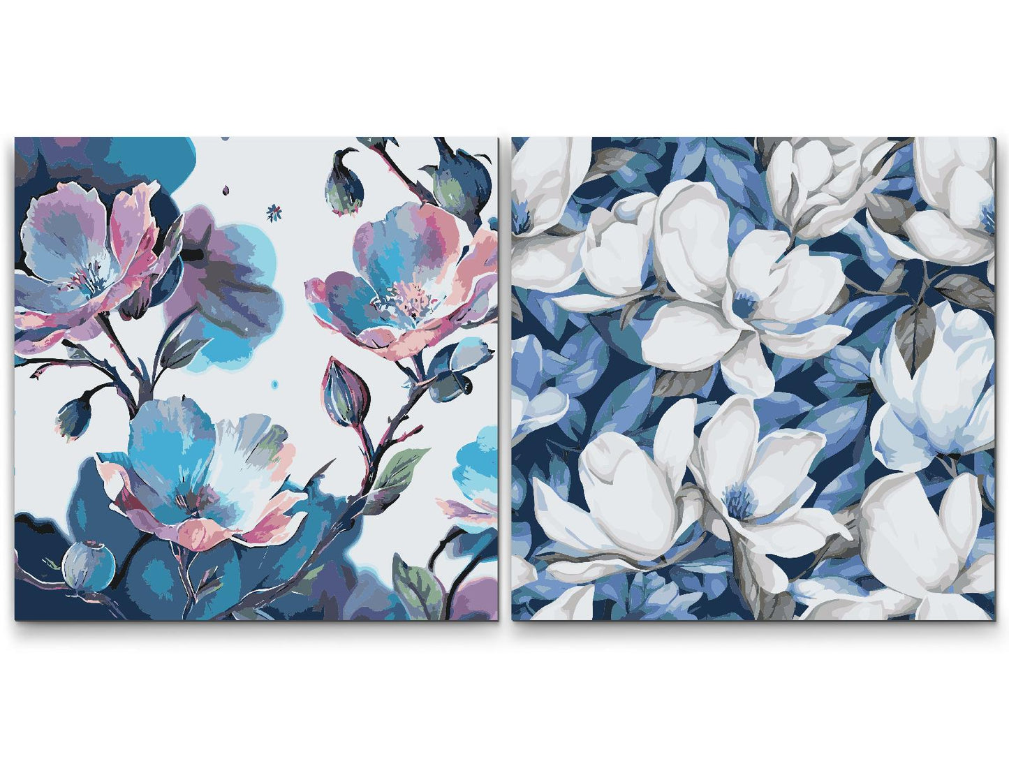 Paint by Numbers - Blomsterbaggrund 3 (sæt af 2)
