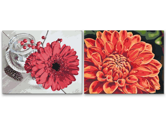 Paint by Numbers - Røde blomster (sæt af 2)
