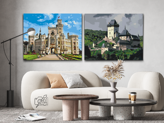 Paint by Numbers - Karlštejn og Hluboká slotte (sæt af 2)