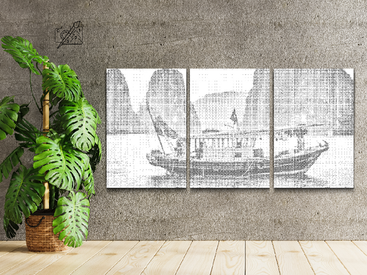 Mal-med-prikker -  Ha Long Bay (sæt af 3)