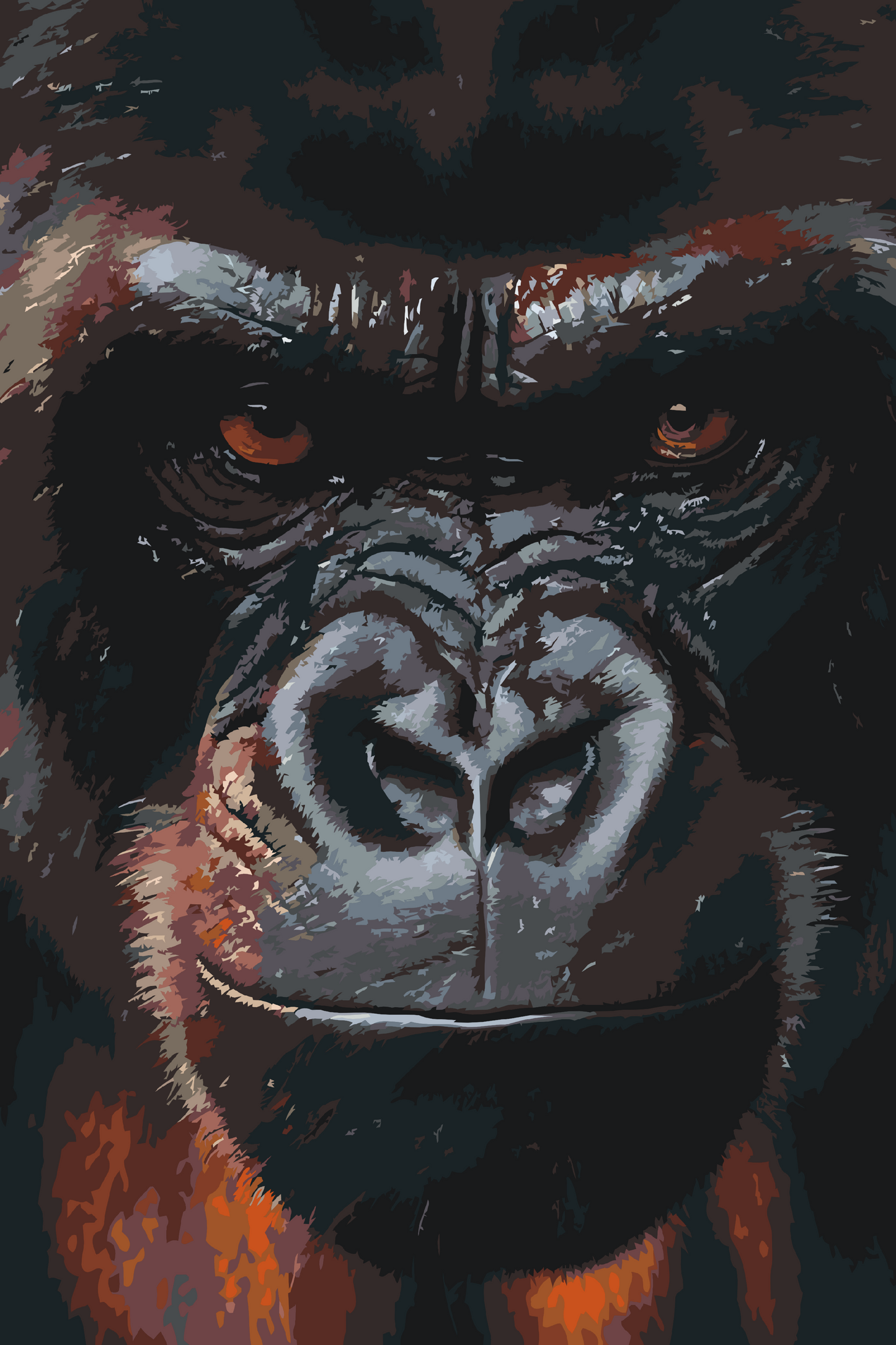 Paint by Numbers - Ansigtet på en gorilla