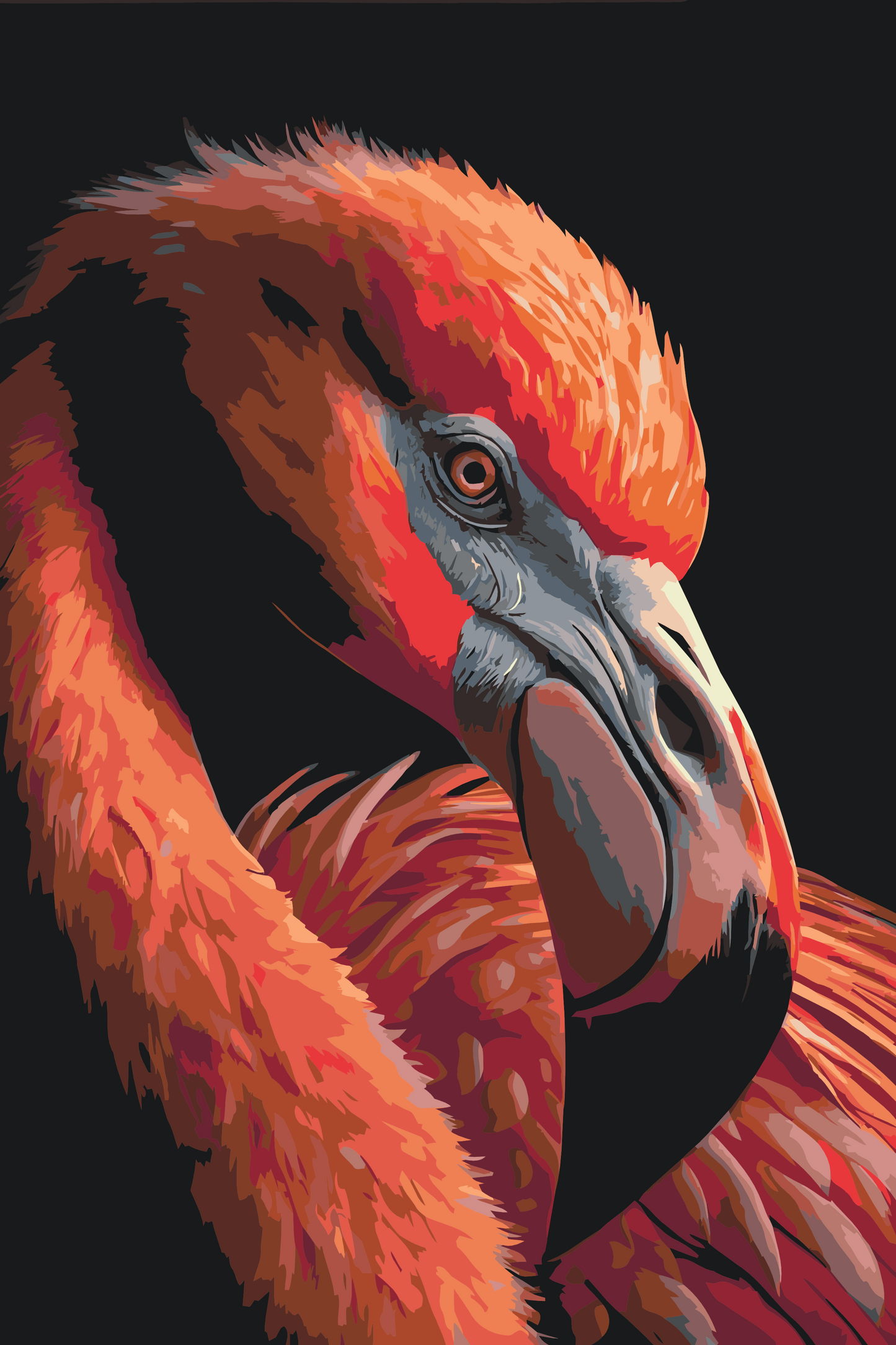 Paint by Numbers - Flamingo tæt på