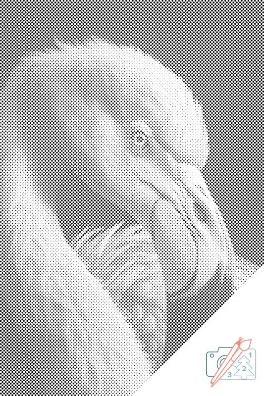 Mal-med-prikker -  Diamantmaleri - Flamingoportræt