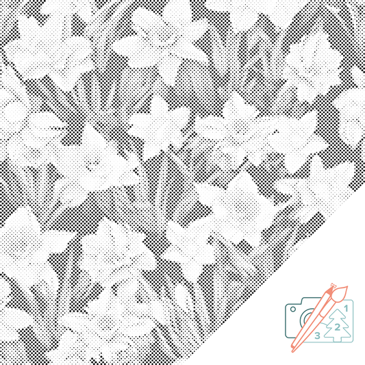 Mal-med-prikker -  Blomsterbaggrund - påskeliljer