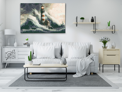 Diamond Painting - Fyrtårn i en storm