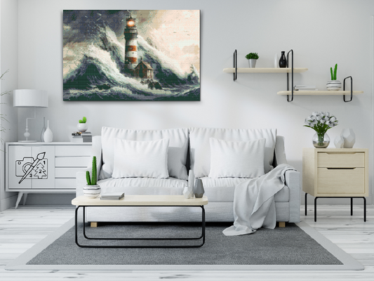 Diamond Painting - Fyrtårn i en storm
