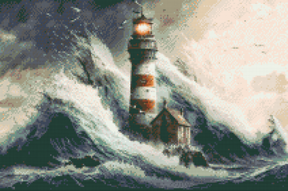 Diamond Painting - Fyrtårn i en storm