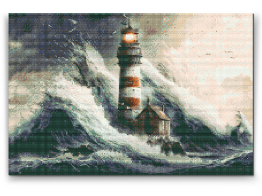Diamond Painting - Fyrtårn i en storm
