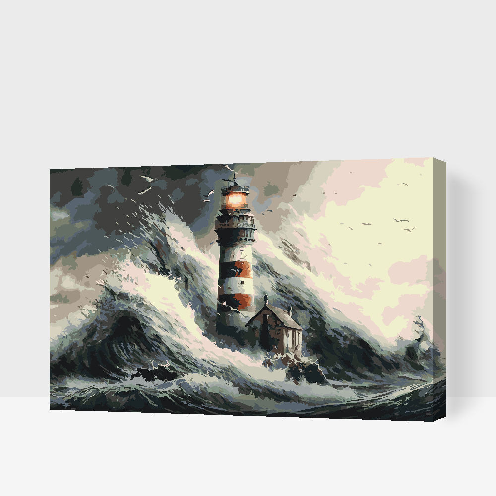 Paint by Numbers - Fyrtårn i en storm