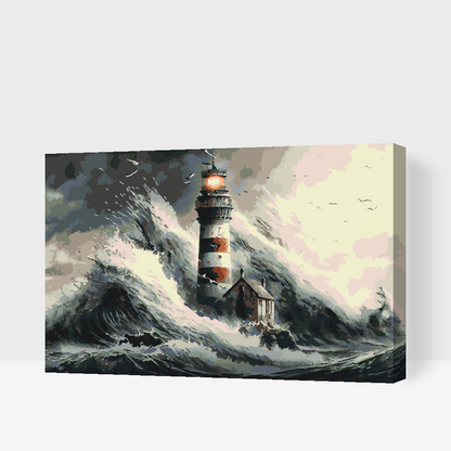 Paint by Numbers - Fyrtårn i en storm