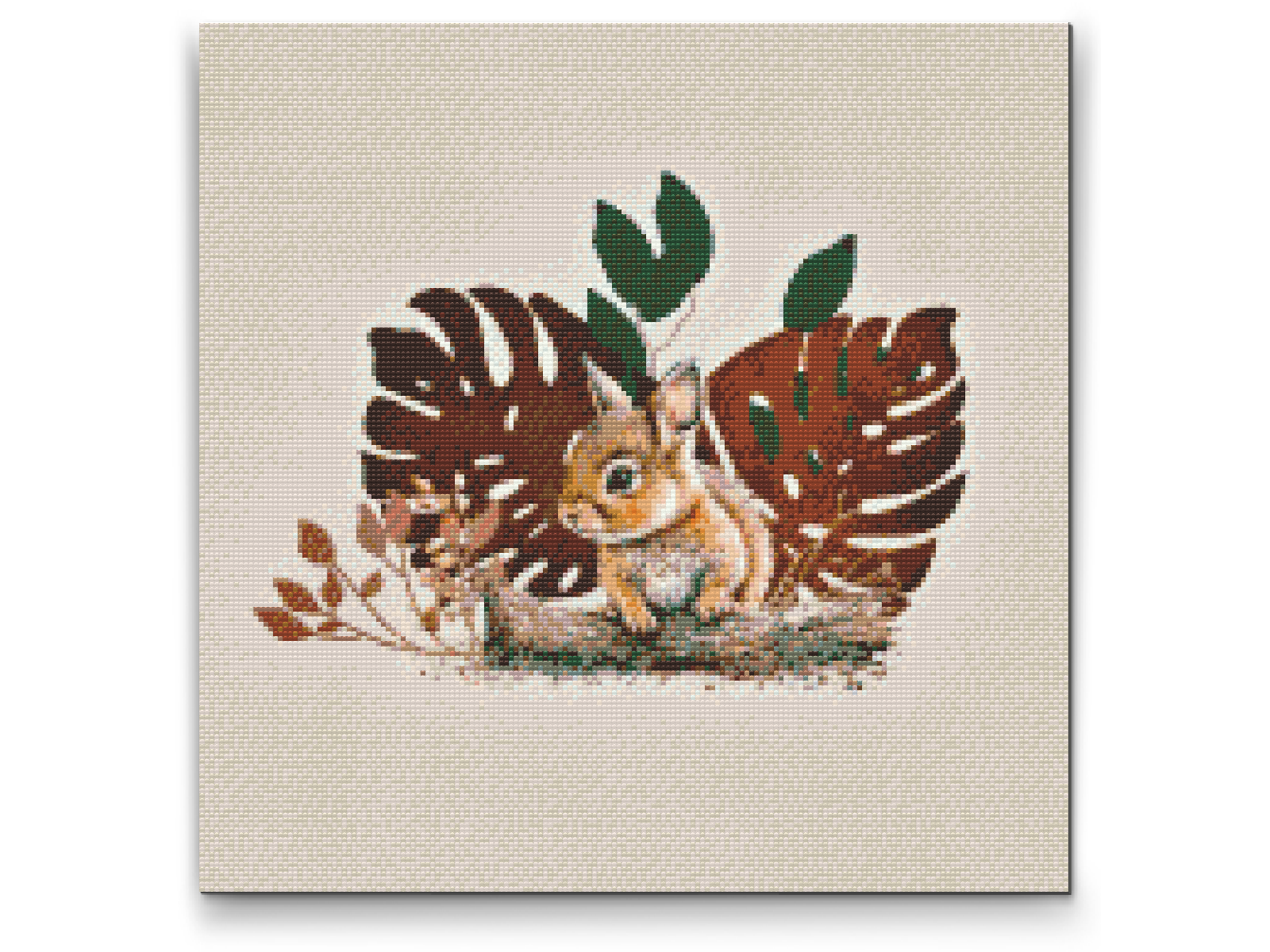 Diamond Painting - Kanin- og monsteraplanten