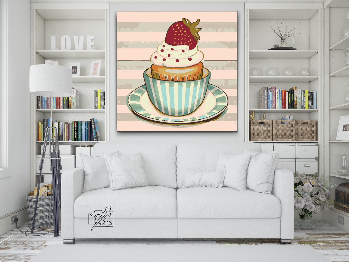 Paint by Numbers - Jordbær-cupcake