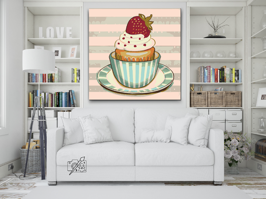 Paint by Numbers - Jordbær-cupcake