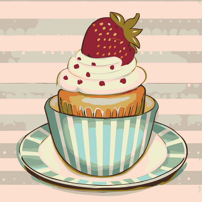 Paint by Numbers - Jordbær-cupcake