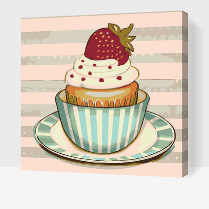 Paint by Numbers - Jordbær-cupcake