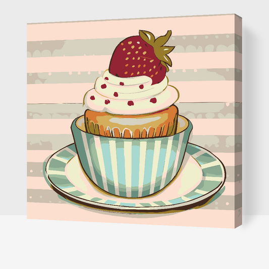 Paint by Numbers - Jordbær-cupcake