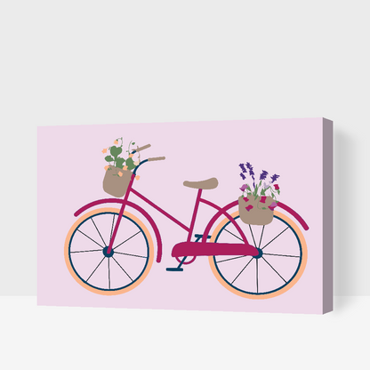 Paint by Numbers - Cykel med blomster