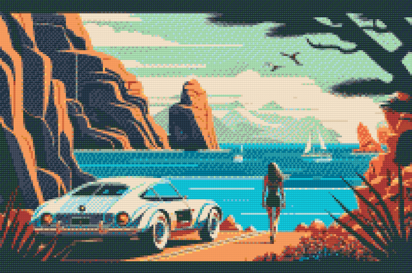 Diamond Painting - Fart på stranden