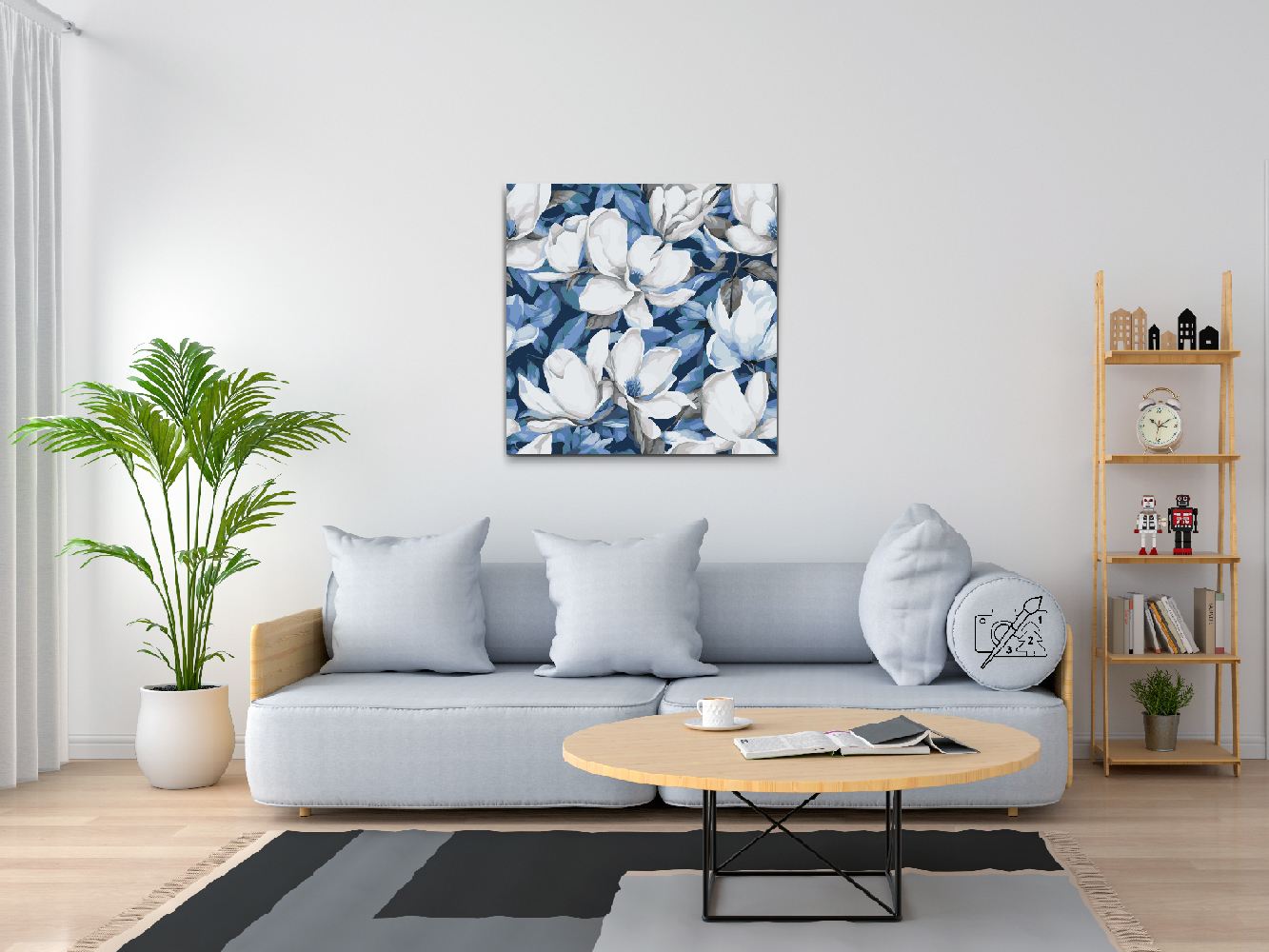 Paint by Numbers - Blomsterbaggrund - magnolia
