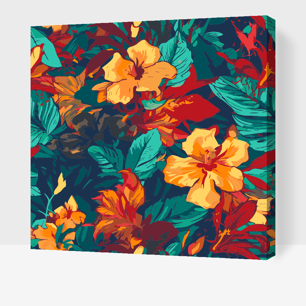 Paint by Numbers - Blomsterbaggrund - hibiscus