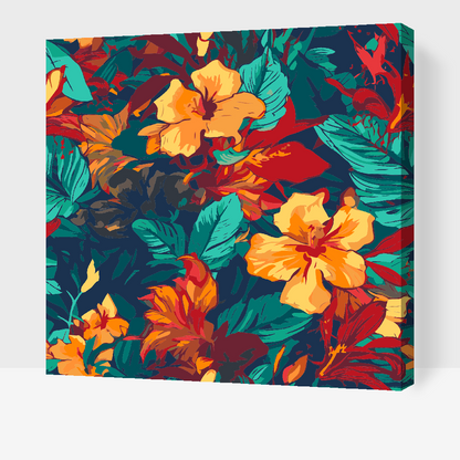 Paint by Numbers - Blomsterbaggrund - hibiscus