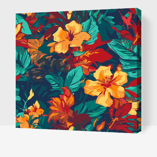 Paint by Numbers - Blomsterbaggrund - hibiscus