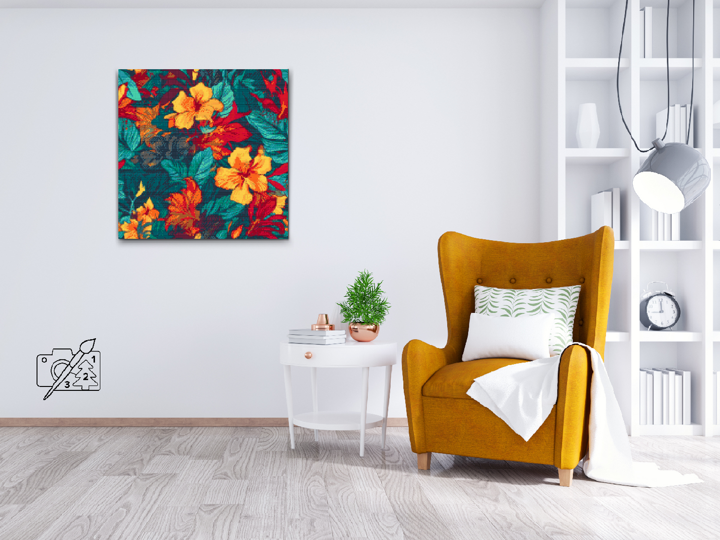 Diamond Painting - Blomsterbaggrund - hibiscus