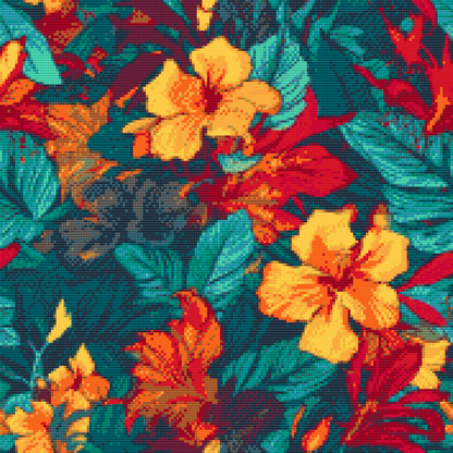 Diamond Painting - Blomsterbaggrund - hibiscus