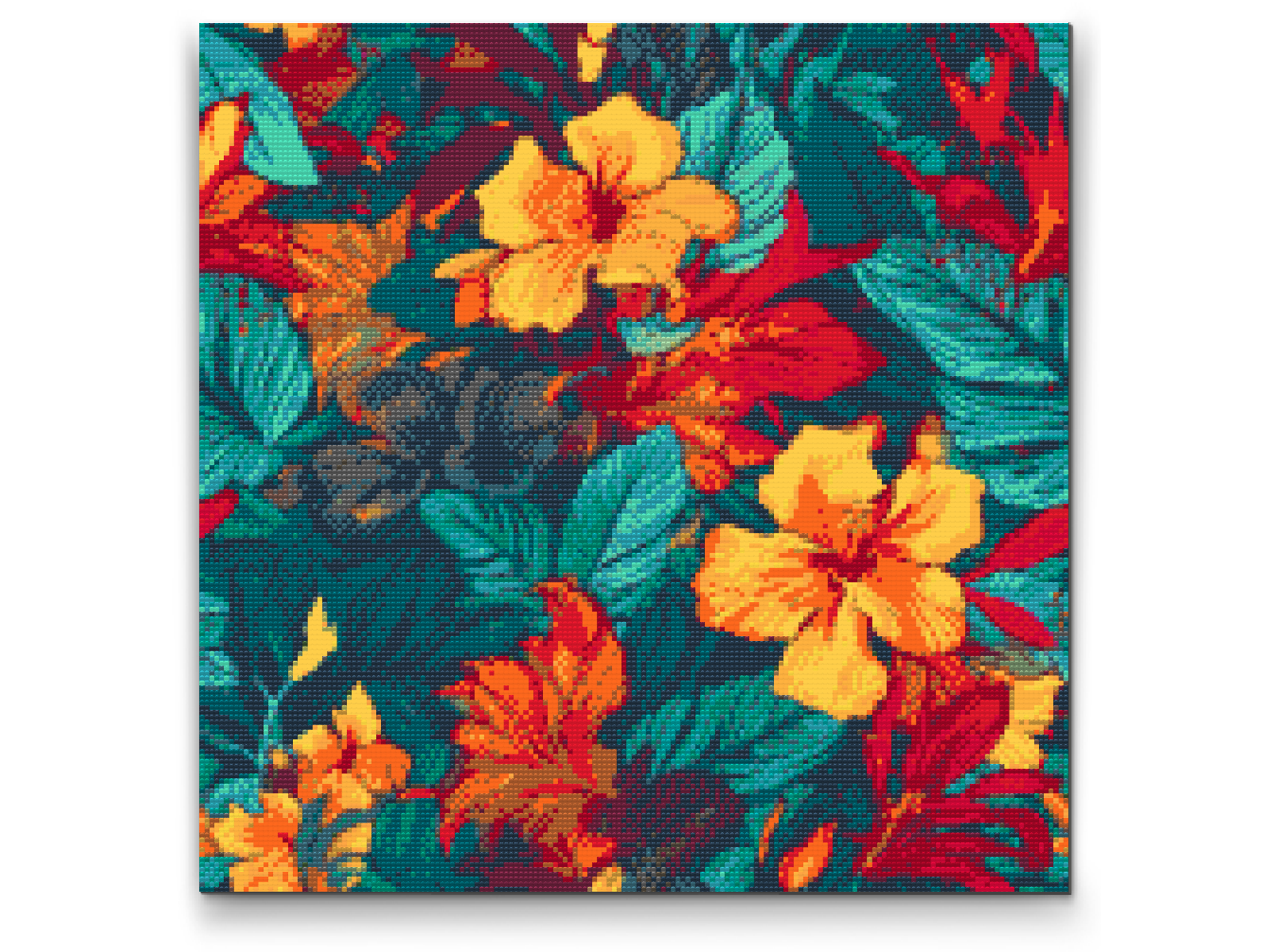 Diamond Painting - Blomsterbaggrund - hibiscus