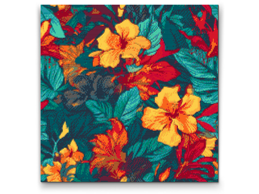 Diamond Painting - Blomsterbaggrund - hibiscus