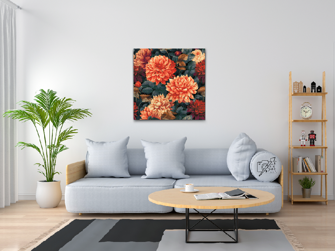 Diamond Painting - Blomsterbaggrund - dahliaer