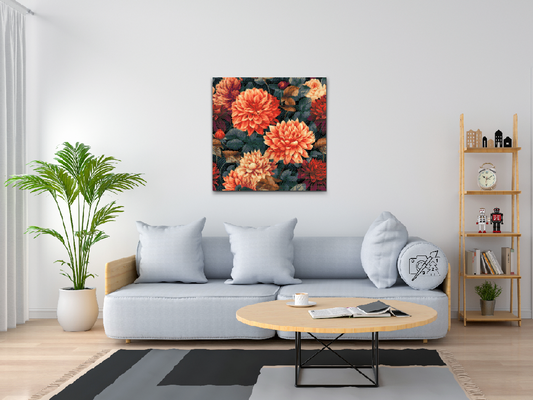 Diamond Painting - Blomsterbaggrund - dahliaer